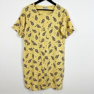 C.C. Collection Vintage Yellow Fish Printed Sundress Size Medium Made in USA